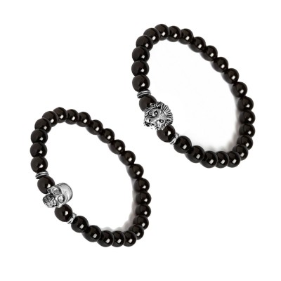  Black Onyx Multi-Design Bracelet Combo For Men/Boys